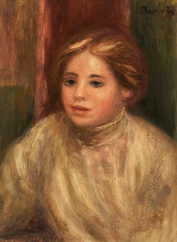 Tête de femme blonde by 
																	Pierre-Auguste Renoir