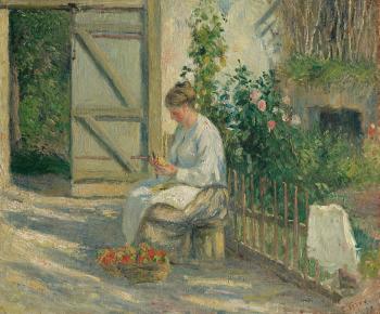 Julie Pissarro épluchant des légumes by 
																	Camille Pissarro