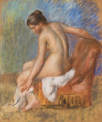 Nu au fauteuil by 
																	Pierre-Auguste Renoir