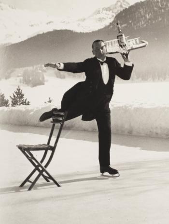 René Breguet Serves Cocktails at the Grand Hotel Ice Rink, St. Moritz, 1932 by 
																	Alfred Eisenstaedt