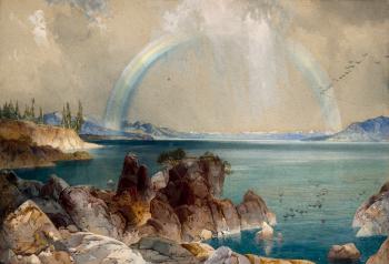 The Southern Arm of the Yellowstone Lake, Yellowstone National Park, Wyoming Territory by 
																	Thomas Moran