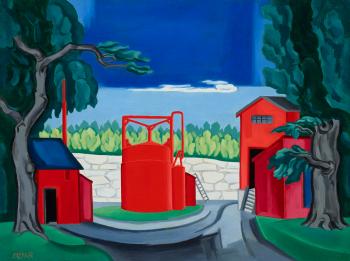 Pagoda (Red Tank West Quincy) by 
																	Oscar Bluemner
