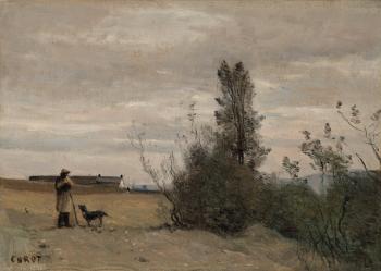Le Berger avec le chien Rover by 
																	Jean Baptiste Camille Corot