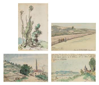Quatre paysages: Pupetière, Blondin et le château de Vallin à Saint Victor by 
																	Johan Barthold Jongkind