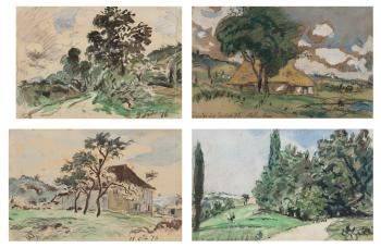 Quatre paysages du Dauphiné (dont deux recto-verso) by 
																	Johan Barthold Jongkind