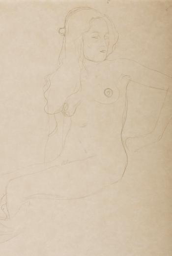 Sitzender weiblicher Akt by 
																			Gustav Klimt