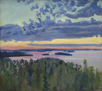 View Over A Lake At Sunset by 
																			Akseli Valdemar Gallen-Kallela