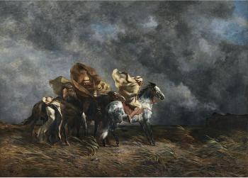 Windstorm On The Esparto Plains Of The Sahara by 
																			Eugene Fromentin