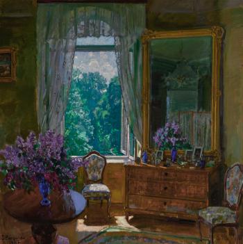 Interior With Lilacs by 
																	Stanislav Yulianovich Zhukovsky