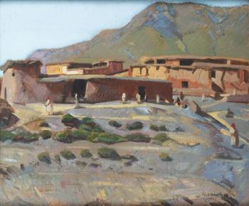 The Village Of Aït Rba In The Atlas Mountains, Morocco by 
																			Jacques Majorelle
