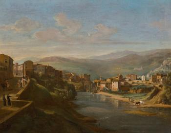 Tivoli, A View Of The Aniene Above The Old Falls by 
																	Gaspar van Wittel