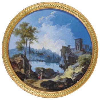 Two Landscapes With Lakes And Figures by 
																	Henri Sallembier