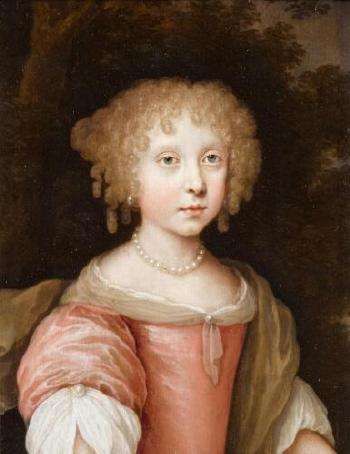 A portrait of a young lady, half-length, in a rose pink dress with a pearl necklace by 
																	Jan van Haensbergen