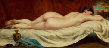 Sleeping female nude by 
																	William Etty