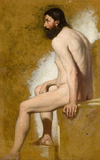 Study of a bearded male nude by 
																	William Etty