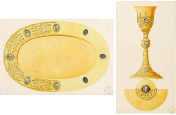 Two Designs For Pope Pius VII A) A Plateau B) A Chalice by 
																	Charles Percier