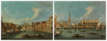 Venice, a view of the Bacino di San Marco and the Doge's Palace; and Venice, a view of the Rialto Bridge and the Riva del Vin by 
																	Francesco Guardi