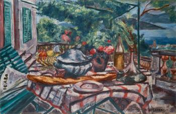 Table sur la terrasse à Saint Tropez by 
																	Andre Dunoyer de Segonzac