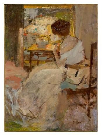 Woman In A White Dress (Lady In A White Evening Gown) by 
																	Richard E Miller