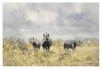 Charging Rhinos by 
																	David Shepherd
