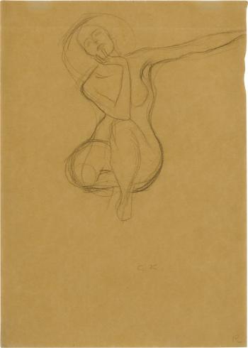 Hockender Weiblicher Akt (Squatting Female Nude) by 
																	Gustav Klimt