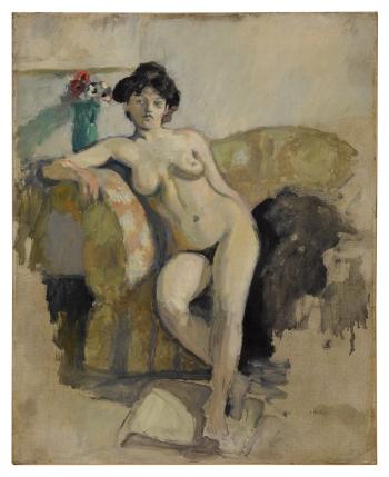 Seated Nude on a Sofa by 
																	Edouard Vuillard