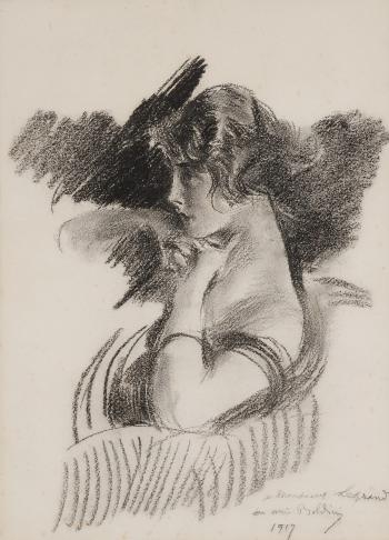 Portrait of a Girl (recto); Portrait of a Lady in a Hat (verso) by 
																	Giovanni Boldini