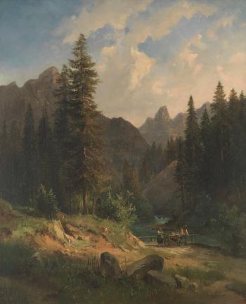 Alpine landscape by 
																	Ludwig Halauska