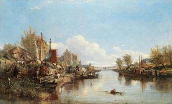 Loading river barges by 
																	Samuel Worcester Rowse