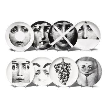 Group of Eight Themes and Variations Dinner Plates by 
																	Piero Fornasetti