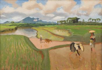 Ba Vi Mountain Range from the Son Tay Rice Fields by 
																	Joseph Inguimberty