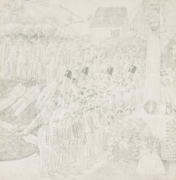 Study for Unveiling of the Cookham War Memorial by 
																	Stanley Spencer