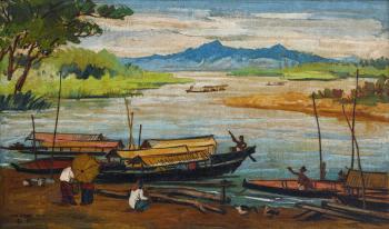 Fishermen By The Shore by 
																	 Liu Kang