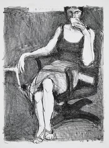 Seated Woman Drinking from a Cup by 
																	Richard Diebenkorn