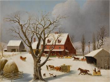 Sleighs Arriving at the Inn by 
																	George Henry Durrie
