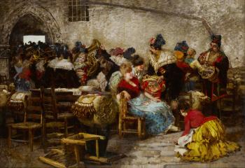 The Lace-Makers of Venice by 
																	Egisto Lancerotto
