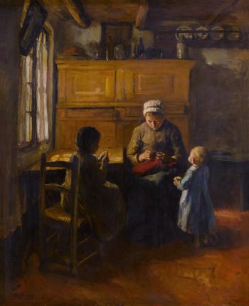 The Sewing Lesson by 
																	Albert Neuhuys