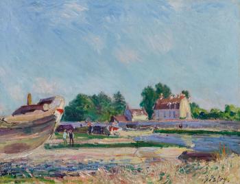 Bateaux en rparation  SaintMamms, canal du Loing by 
																	Alfred Sisley