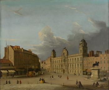 London, a view of Northumberland House on the Strand by 
																	 Canaletto