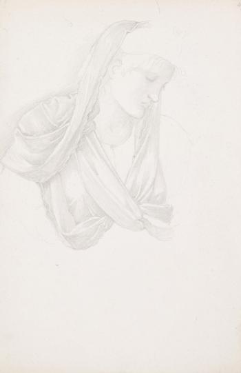 Study for The Wheel of Fortune (recto); Study of drapery (verso) by 
																	Edward Coley Burne-Jones