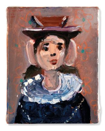 The Little harlequin of orange Flowers by 
																	George Condo