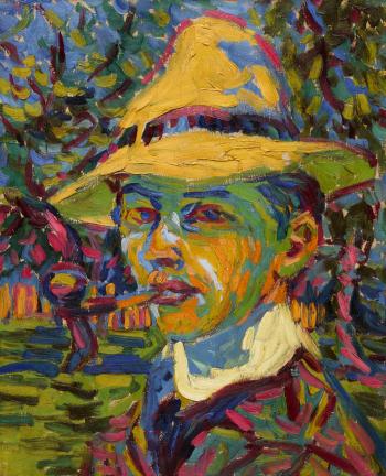 Selbstbildnis mit Pfeife (SelfPortrait with a Pipe) by 
																	Ernst Ludwig Kirchner