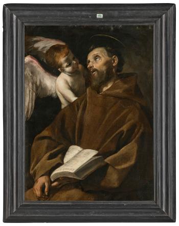 Saint Francis in Ecstasy with an Angel by 
																	Giovanni Lanfranco