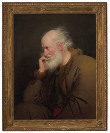 An old man, halflength, in a furlined coat by 
																	Joseph Wright of Derby