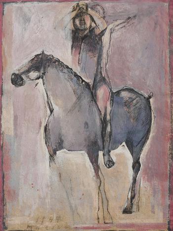 Cavallo e cavaliere di tre quarti by 
																	Marino Marini