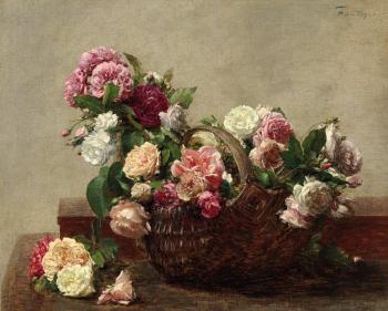 Panier de roses by 
																	Henri Fantin-Latour