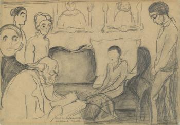 Familiescene. Snnen ( recto ); Dden og barnet ( verso ) by 
																	Edvard Munch