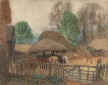 The farmyard by 
																	George Clausen