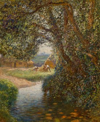 Haymakers by the stream by 
																	George Clausen