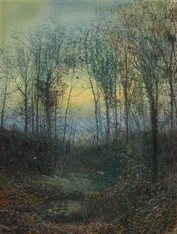 Lovers in a wood by 
																	John Atkinson Grimshaw